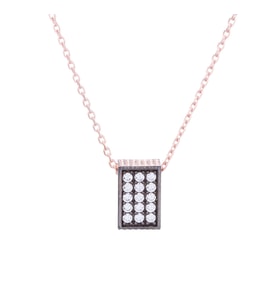 925 Ayar Gümüş Rose Rengi Swarovski Taşlı Kolye