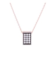 925 Ayar Gümüş Rose Rengi Swarovski Taşlı Kolye