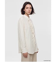 LCW Modest Ekru Bağcıklı Keten Karışımlı Kadın Gömlek Tunik