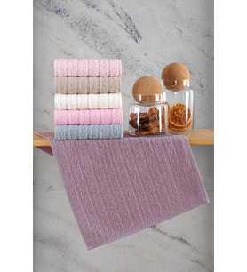 Path  6'lı  30x50 Cm El Ve Yüz Havlu Seti  Mutfak Havlusu  (Pembe)