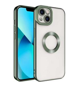 Iphone 14 Plus Kılıf Uyumlu Köşeleri Renkli Şeffaf Kamera Korumalı Silikon Luxury Kapak (Yeşil)