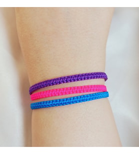 Crystal Atelier Mor Pembe Mavi Örgü Makrome 3’lü Bileklik - Unisex El Yapımı Ayarlanabilir Şık Trend Kombin Seti - Makrome Bileklik - Örgü Bileklik - Mor Pembe Mavi Bileklik - Hediye Bileklik - İp Bileklik - Günlük Bijuteri Bileklik - Spor Bileklik Seti