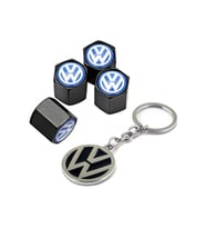Volkswagen Scirocco Mavi LOGOLU Sibop Kapağı 4 Adet ve Krom Anahtarlık