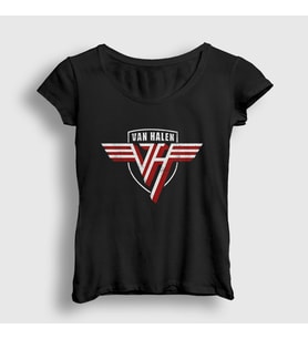 Presmono Kadın Siyah Logo Van Halen T-Shirt 439392tt