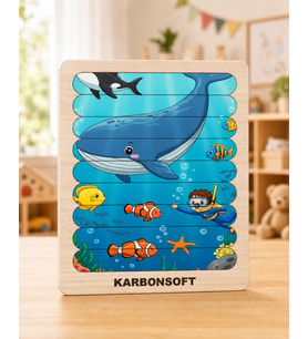 Cubuk Puzzle, 10lu Set Puzzle, Hayvan Puzzle, Montesorri Puzzle, Hayvan Yapboz, 10lu Yapboz