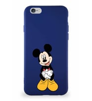 Apple iPhone 6 Soft Premier Kapak Mickey Mouse-A Tasarımlı Silikon Kılıf - Lacivert (Şeffaf)