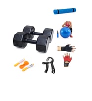 PS SPOR 10 KG DAMBIL X 2 ADET = 20 KG + 5 ÇEŞİT PLASTES VE EGZERSİZ SETİ