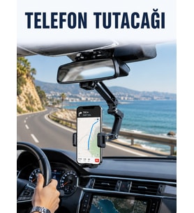 Dikiz Aynasına Monte Telefon Tutucu Katlanabilir Ayarlanabilir Araç İçi Telefon Standı
