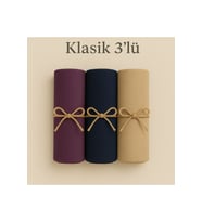 Penye Pamuksu Şal Klasik 3 lü Set (Mor)
