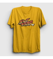 Presmono Unisex Sarı Logo Oyun Street Fighter T-Shirt 323890tt (Sarı)