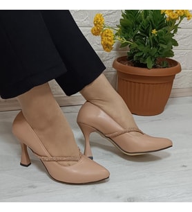 Fiyra 7023 Nut 8cm Kadeh Topuklu Taşlı Bayan Stiletto Ayakkabı