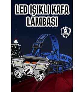 Güçlü Led Işık Şarjlı Kafa Lambası Balıkçı Lambası Kafa Feneri
