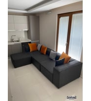 Most Mollis 4 Modül Köşe Koltuk Kumaş Yumuşak Sünger (Evinize Teslim) (Siyah)