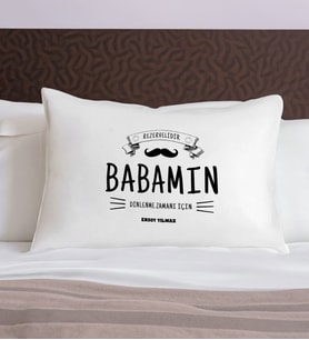 BK Gift Kişiye Özel Baba Temalı Pamuklu Yastık Kılıfı-6 50x70cm, Babaya Hediye, Babalar Günü Hediyeleri