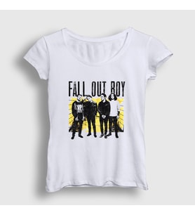 Presmono Kadın Beyaz Band Fall Out Boy T-Shirt 394859tt