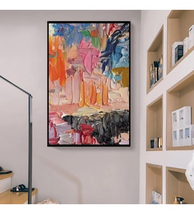 Tablolife Renklerin Dansı 3D Yoğun Yağlı Boya Dokulu Tablo Siyah Çerçeve