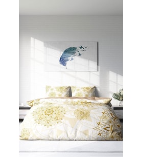 Çift Kişilik ( Lastikli Çarşaflı ) %100 Pamuk Saten Nevresim Takımı Gold Luxury