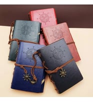 Pusula Tasarımlı Deri Defter - Değiştirilebilir Sayfalı - Vintage Ajanda