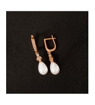 925 Ayar Ay Işığı Damla Gümüş İnci Küpe (Rose)