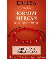 Sertifikalı Doğal Terahertz - Kırmızı Mercan Taşı Bileklik 4x4 mm - Enerji ve Tutku Taşı (Çok Renkli)