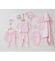 Pembe Güpürlü 10 Parça Kız Bebek Hastane Çıkışı Takımı