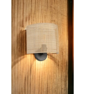 ÖRGÜLÜ RATTAN ABAJURLU OVAL APLİK