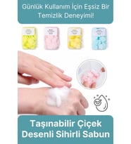 Mini Pratik Taşınabilir Dış Mekan Tuvalet Kullanımı Çeşitli Kokulu Çiçek Desenli Sihirli Cep Sabunu