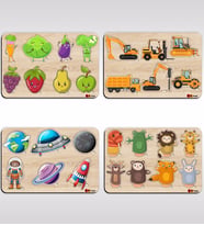 BK Toys Çocuklar İçin 4’lü Ahşap Figürlü Eğitici-Öğretici Yapboz Puzzle-4