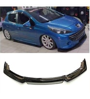 Peugeot 207 Gri Renkli Şeritli Dilli Ön Lip 4 Prç Parlak Siyah ABS