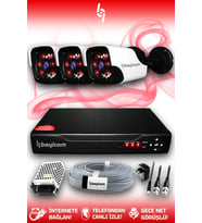 BAYICAM 3 Kameralı Panda 3 Dış Kamera Set HDD'siz Full HD Gece Görüşlü Güvenlik Kamerası Sistemi