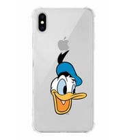 Apple iPhone XS Uyumlu Köşe Korumalı Antişok  Kapak Donald Duck Tasarımlı Şeffaf  Kılıf