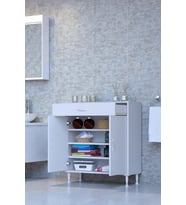 Eliusta Rose 75 cm Beyaz 1 Çekmeceli Banyo Mutfak Dolabı 4 Bölmeli 3 Raflı Çok Amaçlı Dolap 75x88x32,5 cm