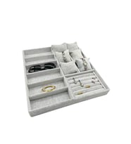 Miami Model Süet Kumaş Gri Renk 38Cm /34 Cm Mix Takı Sergileme Çekmece İçi Stand