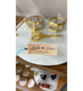 Söz, Kına, Nişan, Düğün Süsleme Kartı 2x5 cm Kraft Renk - 50 Adet - Arletikettasarım