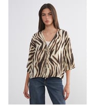 LCW Vision Kahverengi Leopar Desenli Oversize Kadın Kimono