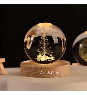 Kişiye Öze lAğaç Temalı  Renk Değiştiren Işıklı Cam Küre 6cm (Karışık)