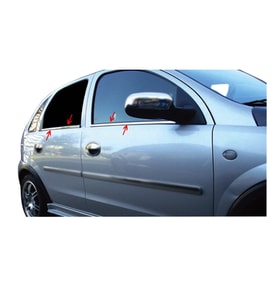 BLUEOTO Opel Corsa C (2000-2007) Krom Cam Çıtası Paslanmaz Çelik 4 Parça