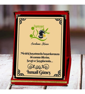 Fizyoterapist Baskılı Plaket (1. Tasarım)  Kişiye Özel (Kırmızı)
