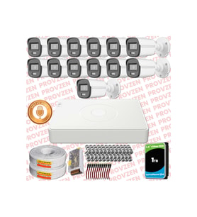 Provzen Hikvision 13'lü Full HD Güvenlik Kamerası Set 7/24 Renkli, Mikrofonlu, Olay Anında Bildirim
