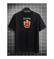 Unisex Bisiklet Yaka Baskılı Oversize T-Shirt - Siyah