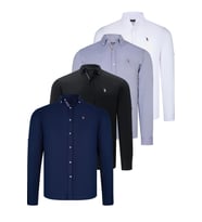 DÖRTLÜ SET G674 DEWBERRY ERKEK GÖMLEK-SİYAH-BEYAZ-LACİVERT-GRİ (Karışık)