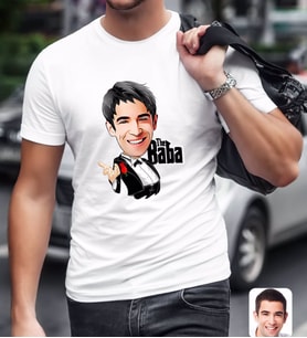 BK Gift Kişiye Özel Godfather Baba Karikatürlü Beyaz T-Shirt-2