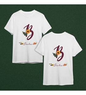 Baş Harfli İsimli Çiçekli Tişört Kişiye Özel ( Unisex - Büyük - Çocuk )