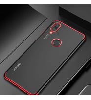 Honor 10 Lite Köşeleri Renkli Şeffaf Kamera Korumalı Kılıf (Kırmızı)