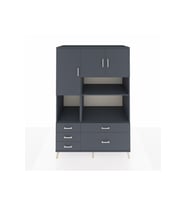 Kronos Dolap 8 Raflı 5 Çekmeceli 3 Kapaklı 132x59x195 Antrasit-Antrasit/Antrasit