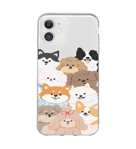Iphone 11 Uyumlu Sevimli Köpekler Tasarımlı Şeffaf Telefon Kılıfı