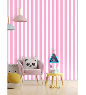 Dreamwall Siyah Beyaz Çizgili Desenli Silinebilir Tekstil Duvar Kağıdı (Çok Renkli)