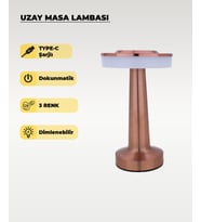 Rose Uzay Masa Lambası - Dokunmatik - 3 Renk Işık