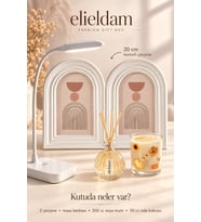 Kemerli Çerçeve & Masa Lambası & Soya Mum & Oda Kokusu Hediye Seti