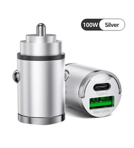 100W Mini Silver Çakmaklık USB Type-C Soketli Araç İçi Süper Hızlı Şarj Adaptörü